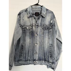 Vintage Southpole Distressed Light Wash Denim Jacket Large‎ Y2K 90s Streetwear